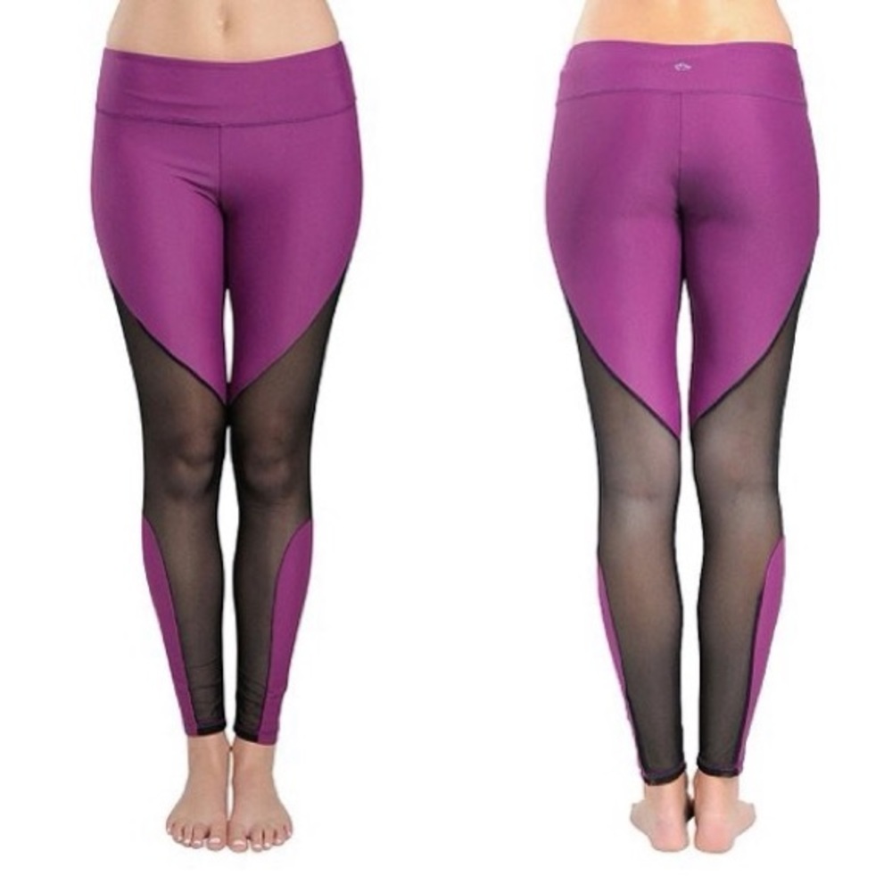 ✨5/$15 { JALA } Magenta Purple Vega Mesh Panel Work Out Leggings